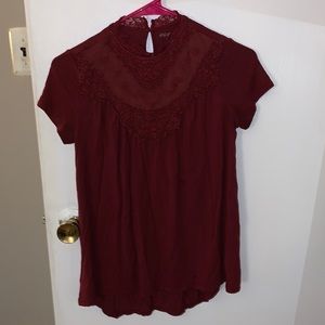 Maroon high neck shirt